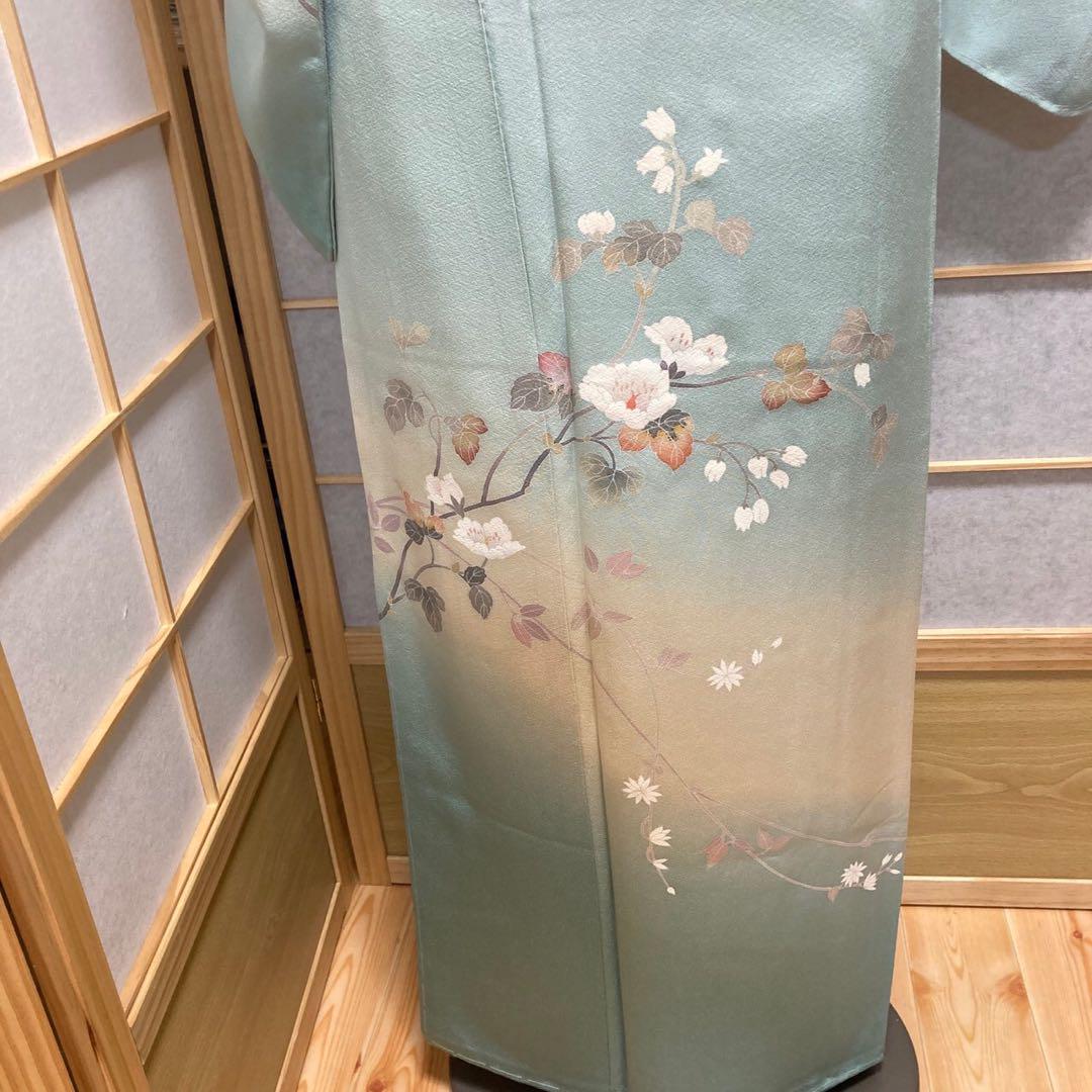 3123# Japanese Kimono Vintage Womens Silk Fabric Robe Kimono only sold Unused