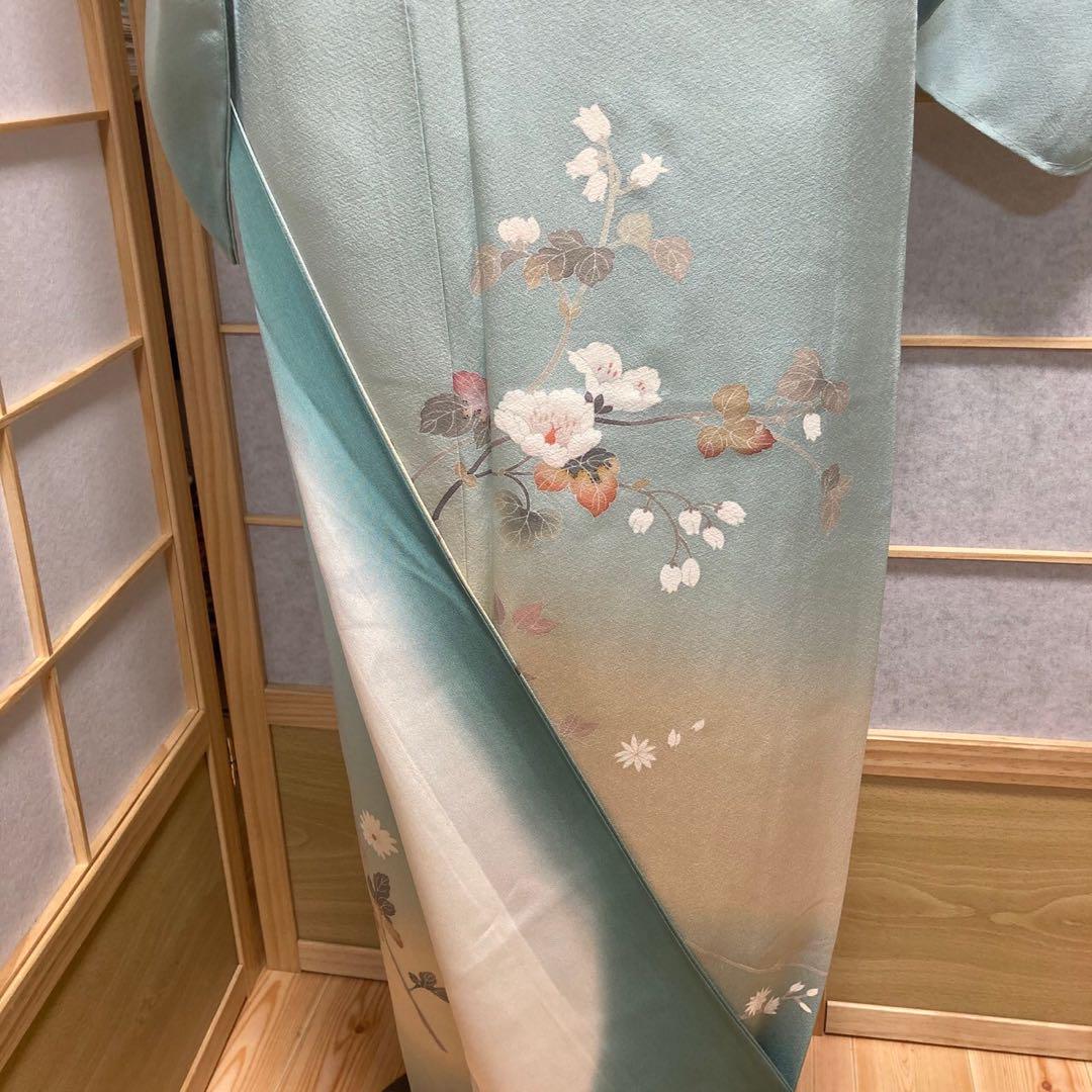 3123# Japanese Kimono Vintage Womens Silk Fabric Robe Kimono only sold Unused