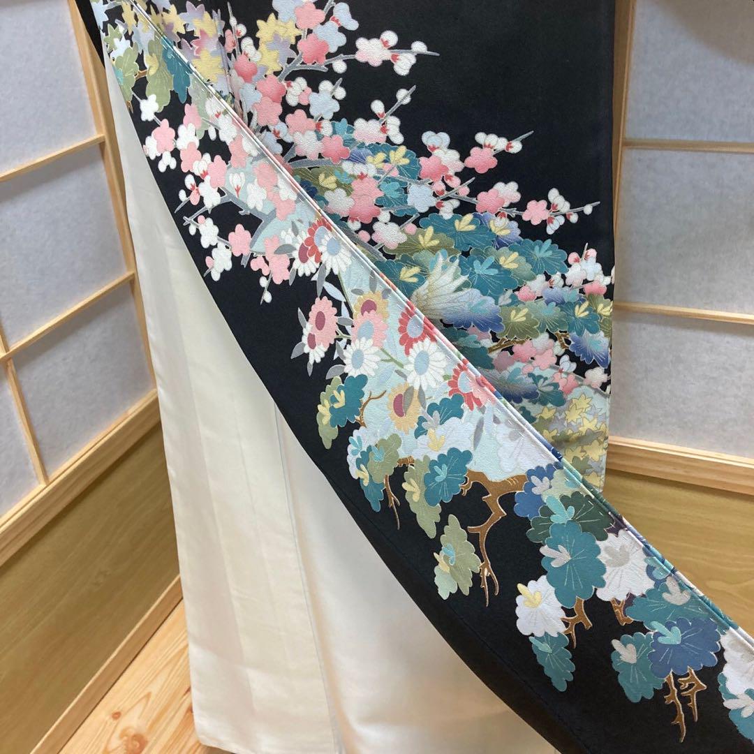 2902# Japanese Tomesode Kimono Vintage Womens Silk Fabric Robe Kimono only sold