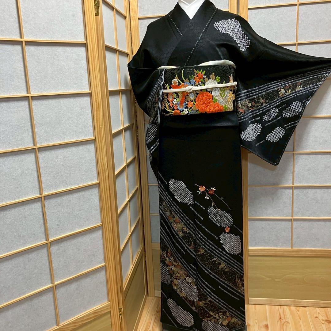 5450# Japanese Kimono Vintage Womens Silk Fabric Robe Kimono only sold Unused