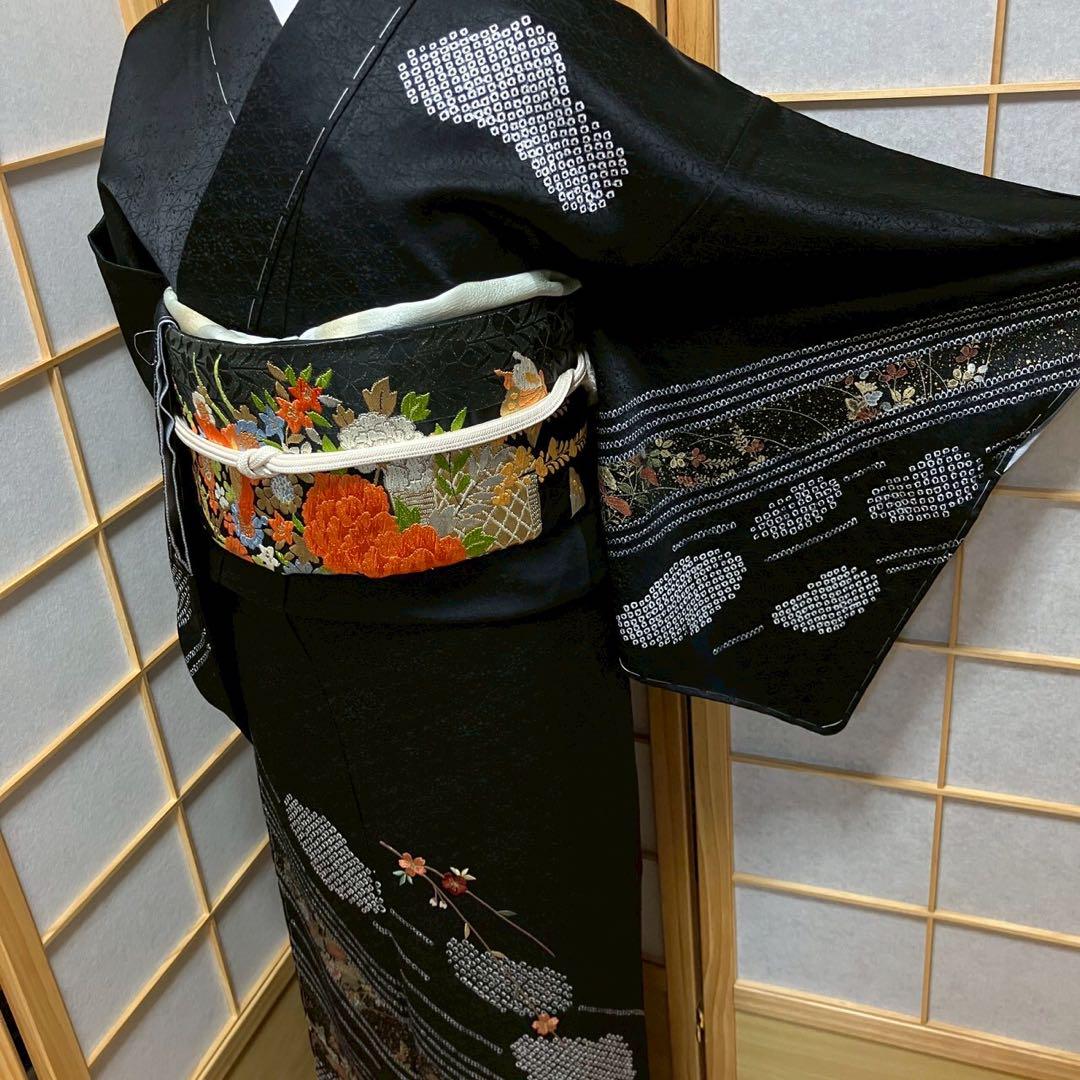 5450# Japanese Kimono Vintage Womens Silk Fabric Robe Kimono only sold Unused