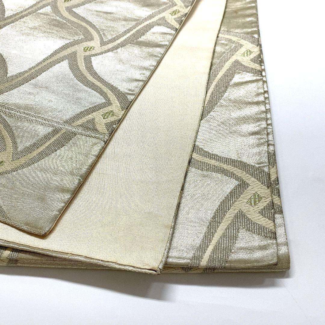 4446# Japanese Vintage Fukuro Obi Belt Kimono Fabric Silk Traditional Silver