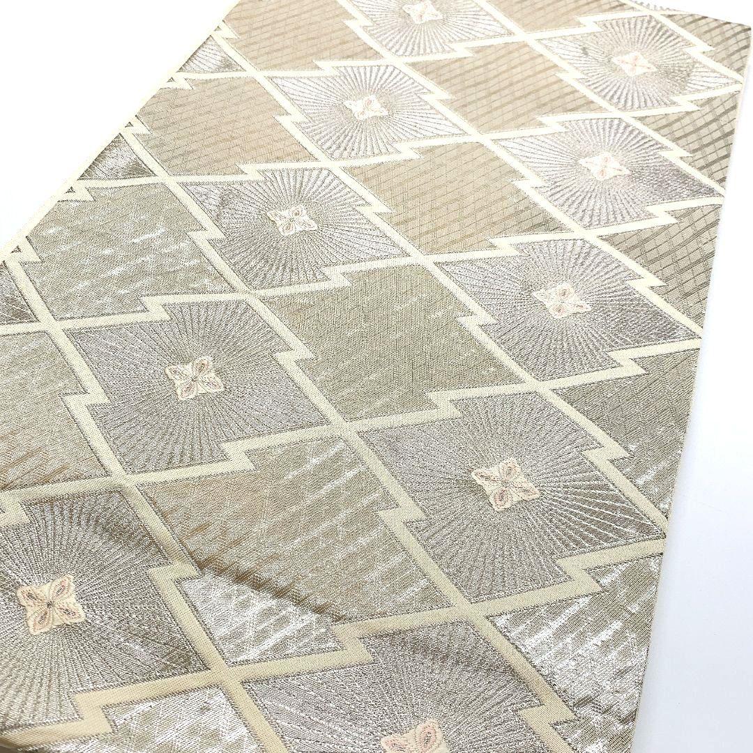 3353# Japanese Vintage Fukuro Obi Belt Kimono Fabric Silk Traditional Silver