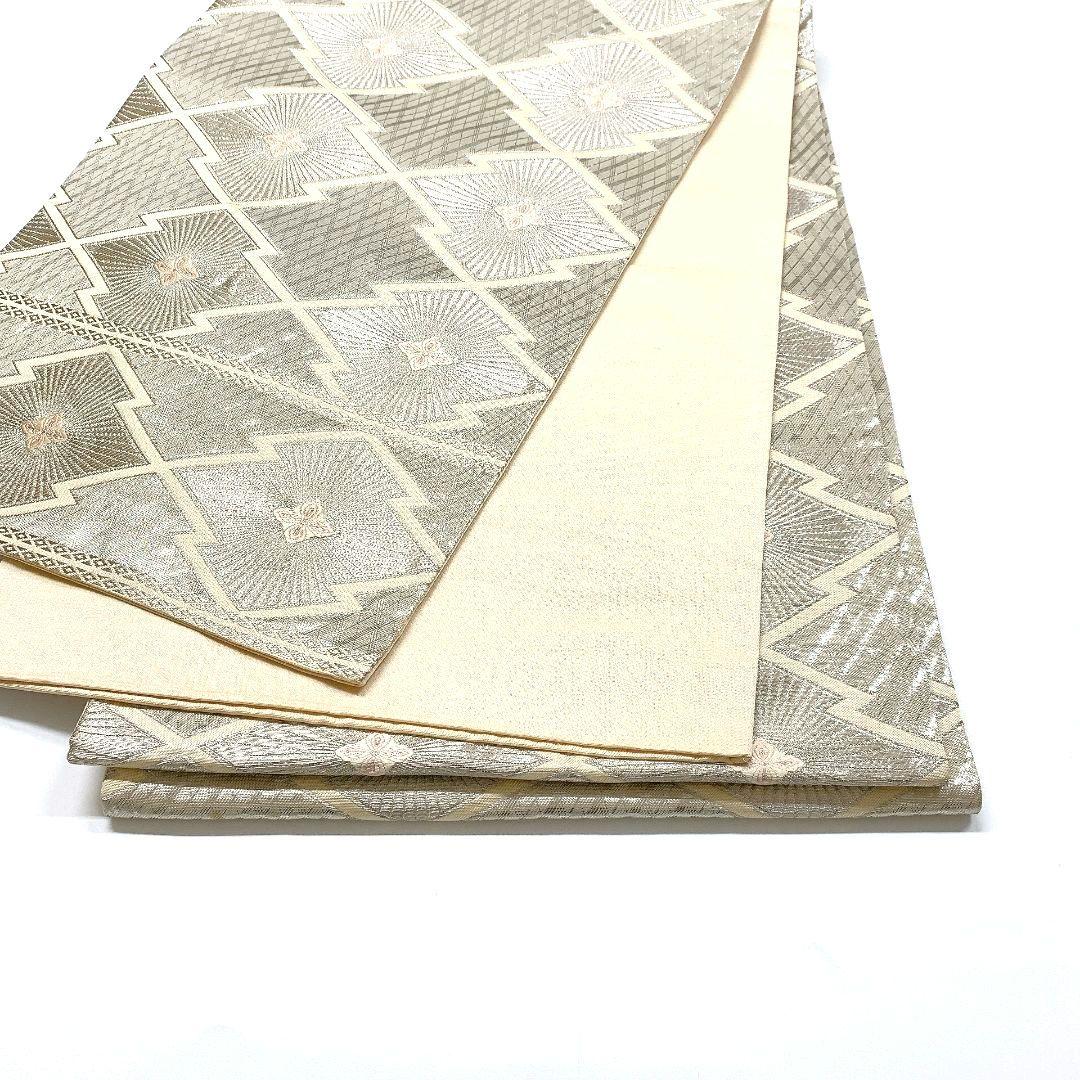 3353# Japanese Vintage Fukuro Obi Belt Kimono Fabric Silk Traditional Silver
