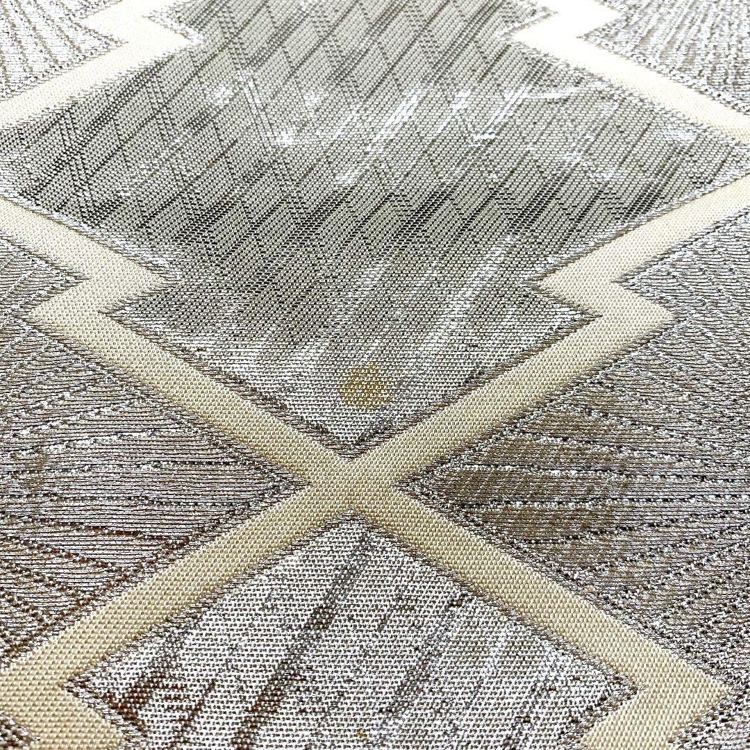 3353# Japanese Vintage Fukuro Obi Belt Kimono Fabric Silk Traditional Silver