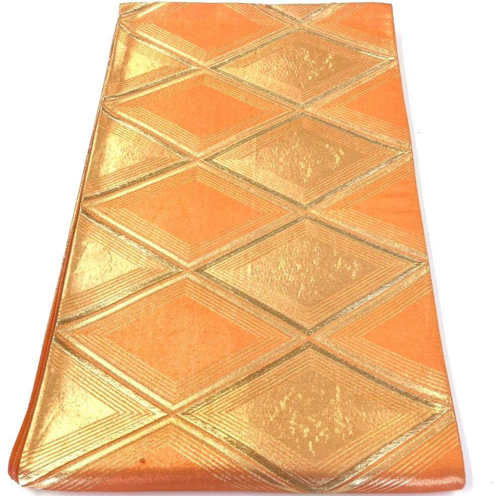 3097# Japanese Vintage Fukuro Obi Belt Kimono Fabric Silk Traditional Orange