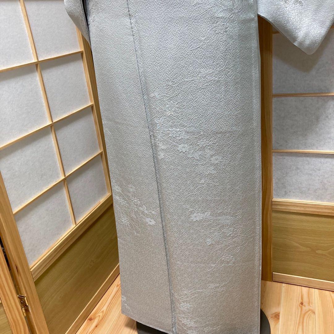 2264# Japanese Kimono Vintage Womens Silk Fabric Robe Kimono only sold Gray