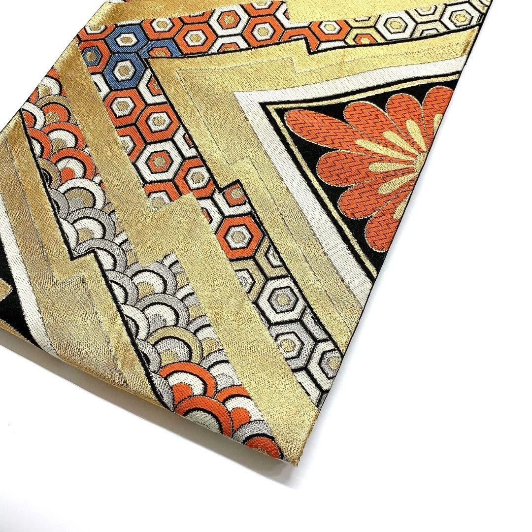 3765# Japanese Vintage Fukuro Obi Belt Kimono Fabric Silk Traditional Black