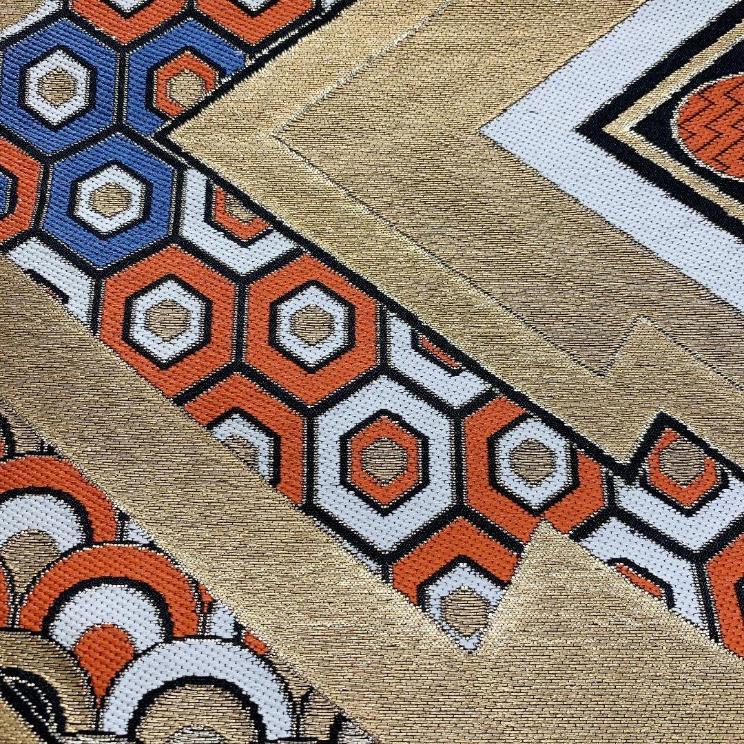 3765# Japanese Vintage Fukuro Obi Belt Kimono Fabric Silk Traditional Black