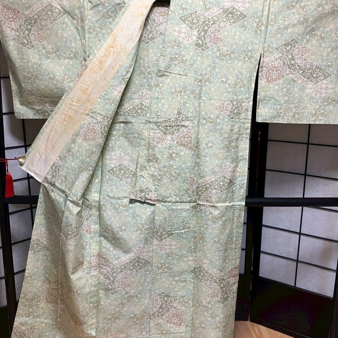 5159# Japanese Kimono Vintage Pongee Fabric Pure Silk Robe Women's Traditional