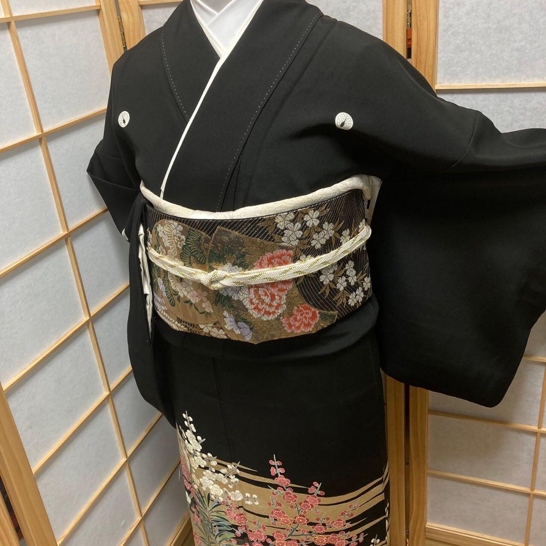 3118# Japanese Tomesode Kimono Vintage Womens Silk Fabric Robe Kimono only sold