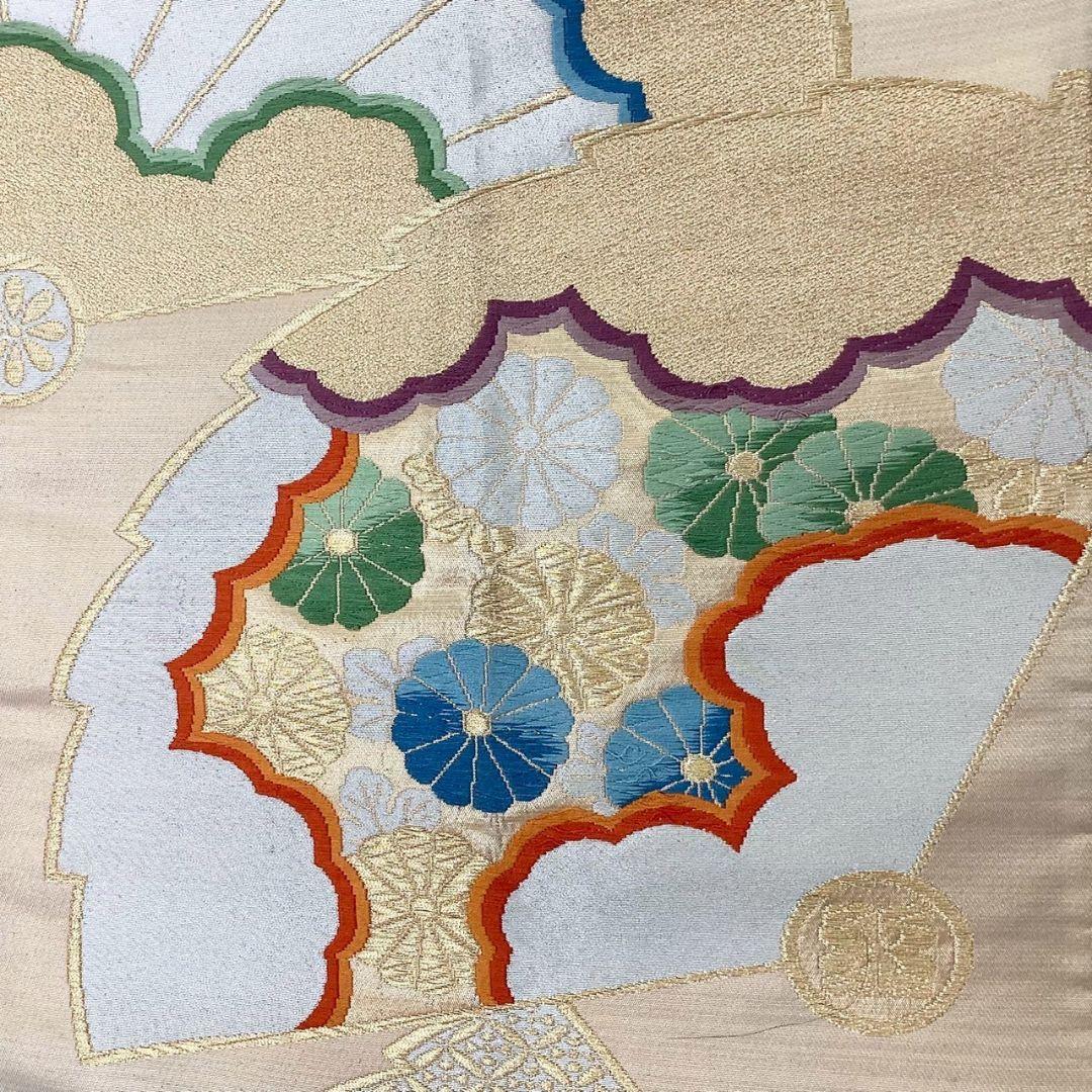 3628# Japanese Vintage Fukuro Obi Belt Kimono Fabric Silk Traditional Gold