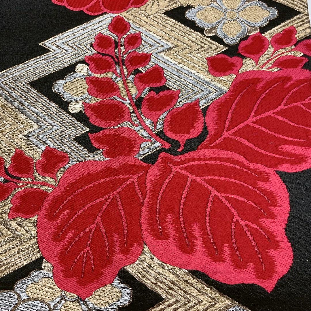 4143# Japanese Vintage Fukuro Obi Belt Kimono Fabric Silk Traditional Black