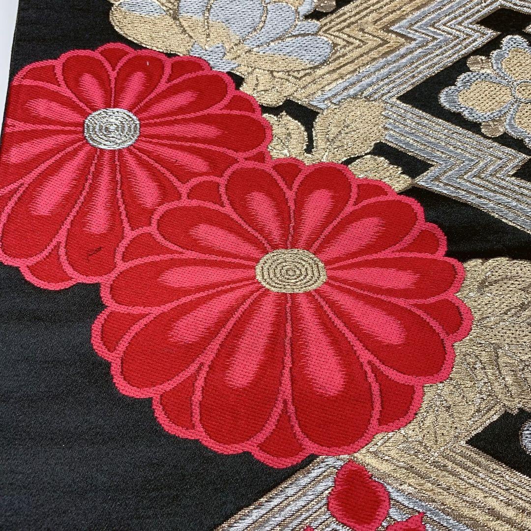 4143# Japanese Vintage Fukuro Obi Belt Kimono Fabric Silk Traditional Black