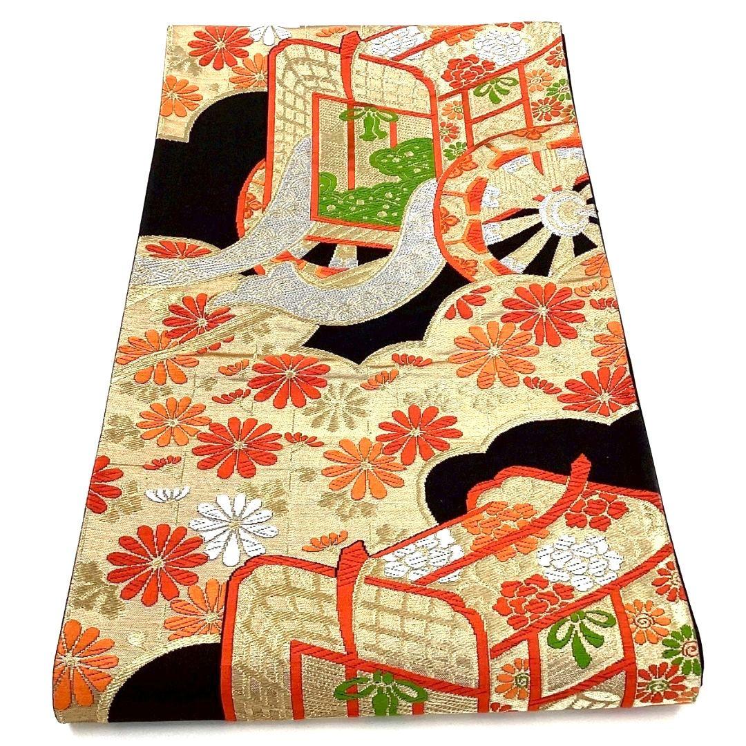 4699# Japanese Vintage Fukuro Obi Belt Kimono Fabric Silk Traditional Untailored