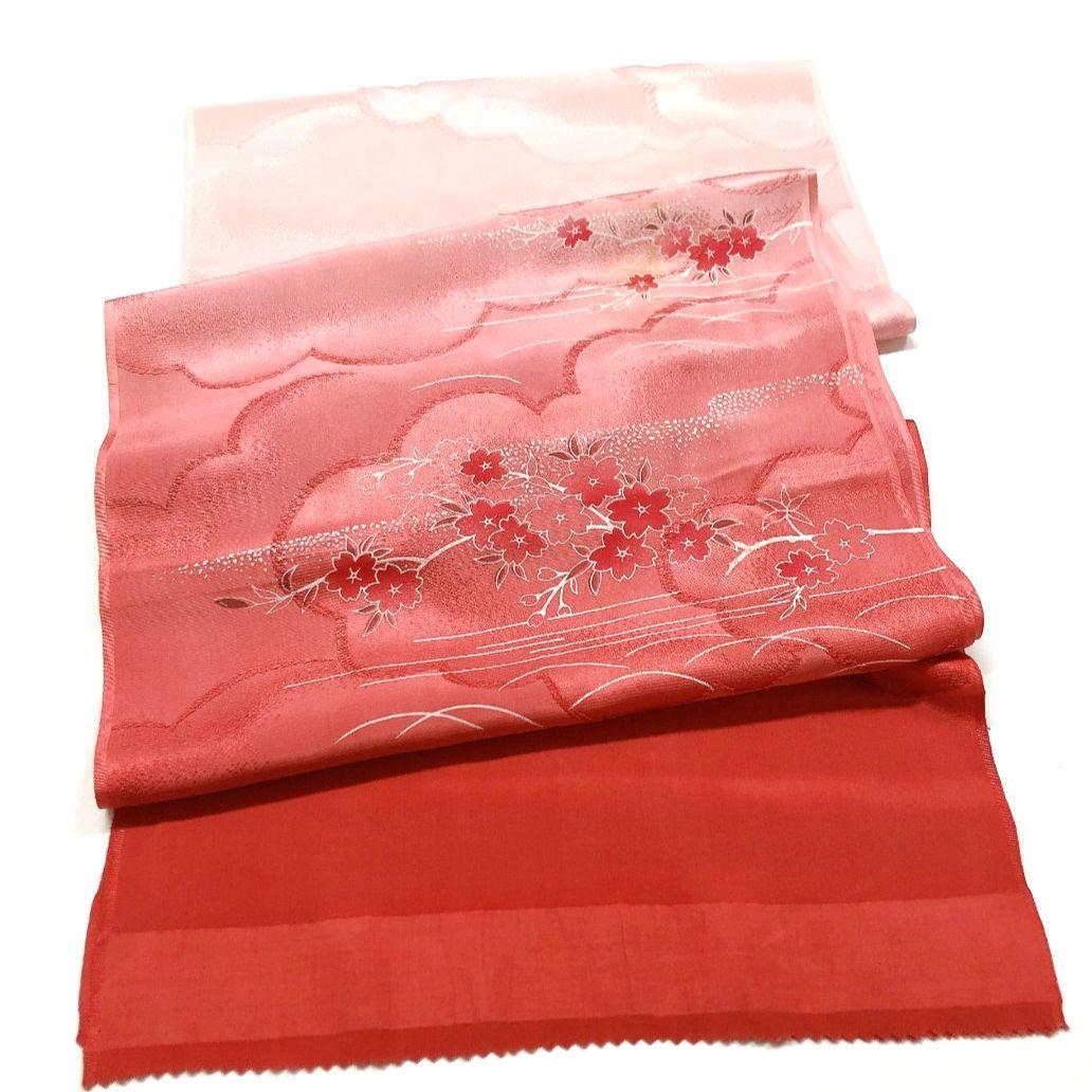 3729# Japanese Kimono Accessory Vintage Obiage and Obijime 2-piece Set Silk