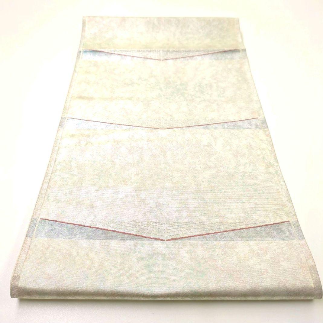 2589# Japanese Vintage Fukuro Obi Belt Kimono Fabric Silk Traditional Silver