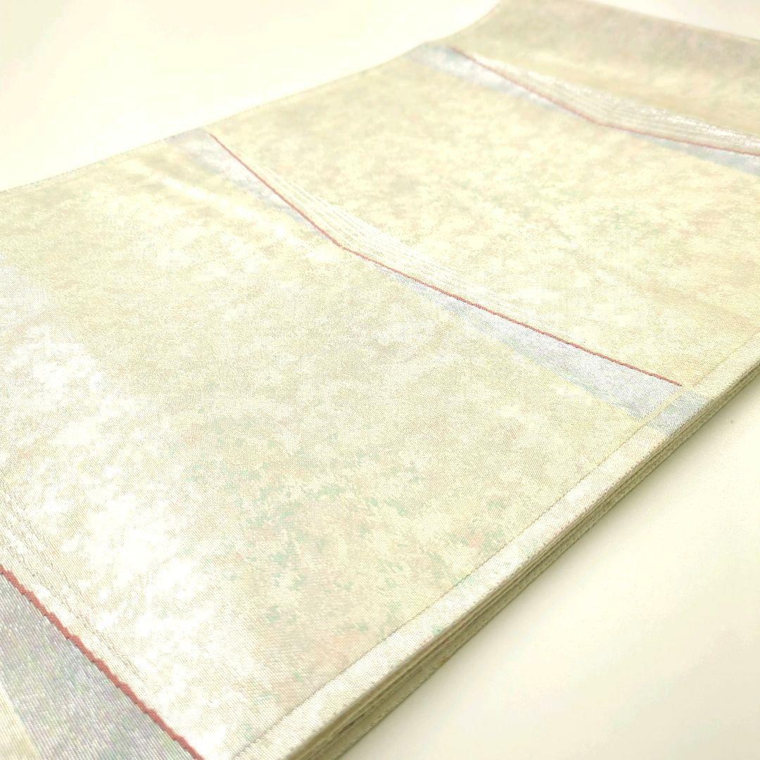 2589# Japanese Vintage Fukuro Obi Belt Kimono Fabric Silk Traditional Silver