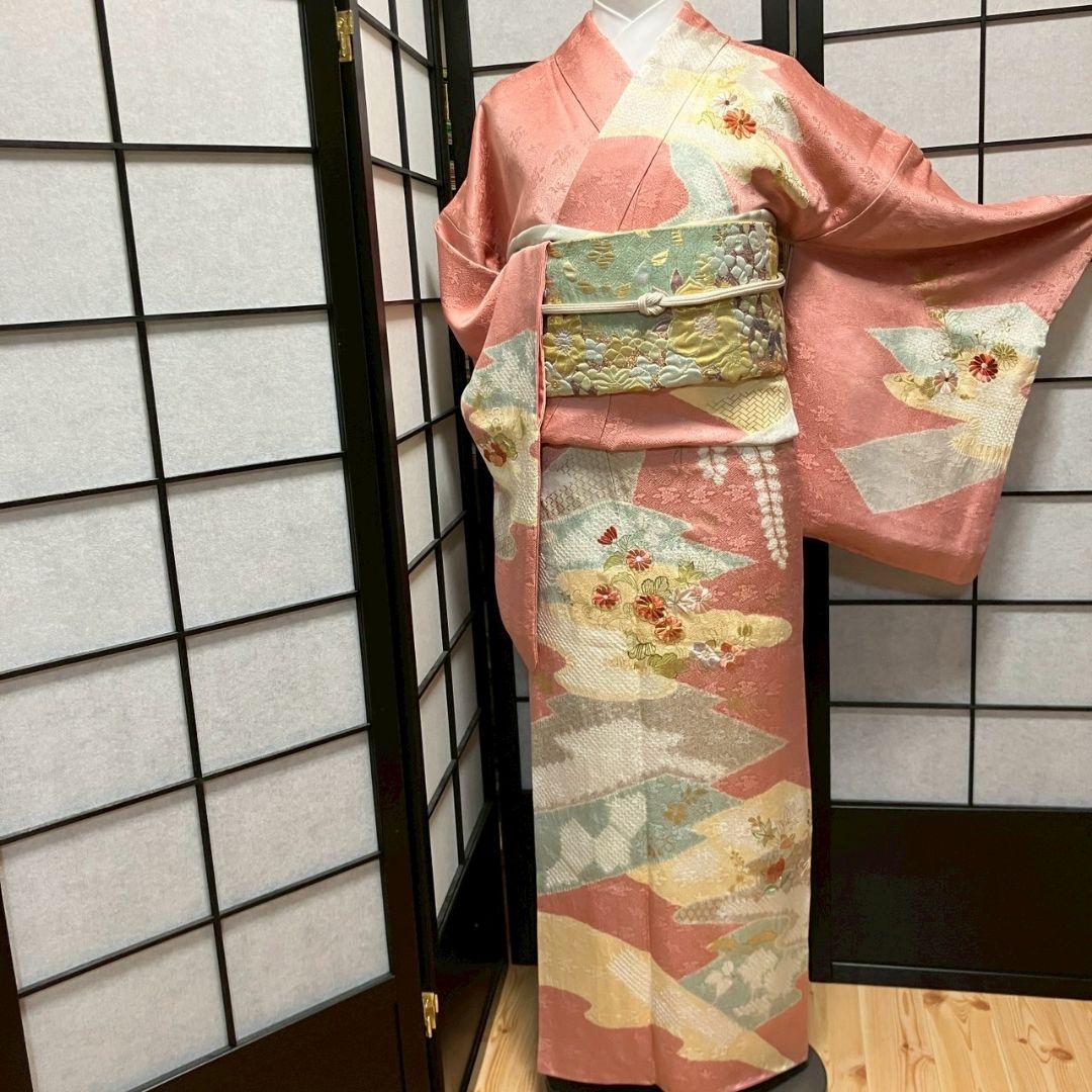 5468# Japanese Kimono Vintage Womens Silk Fabric Robe Kimono only sold Shibori