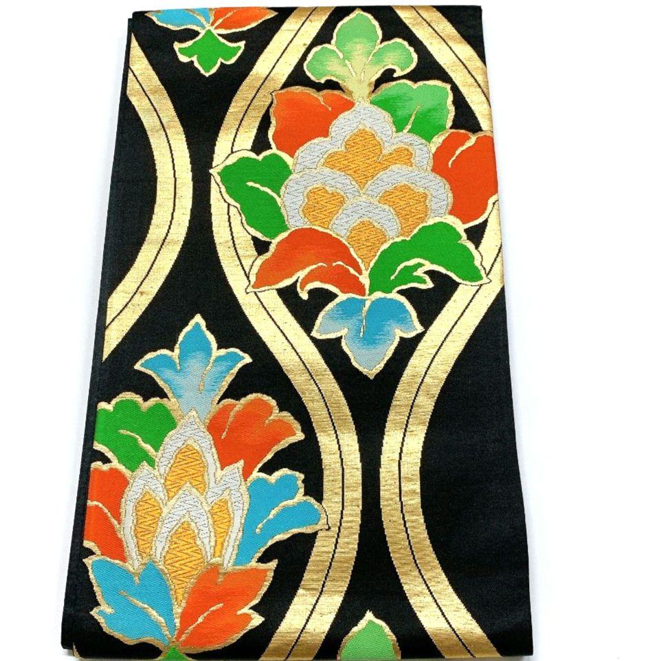 4081# Japanese Vintage Fukuro Obi Belt Kimono Fabric Silk Traditional Unused
