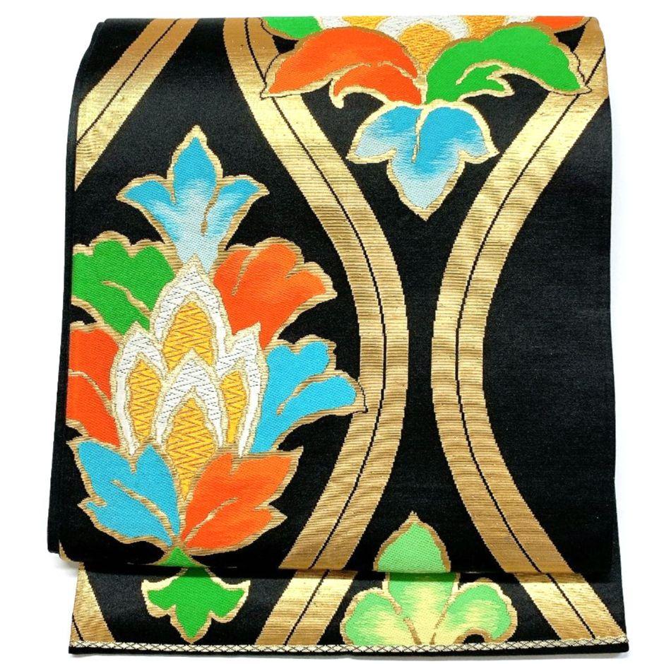 4081# Japanese Vintage Fukuro Obi Belt Kimono Fabric Silk Traditional Unused