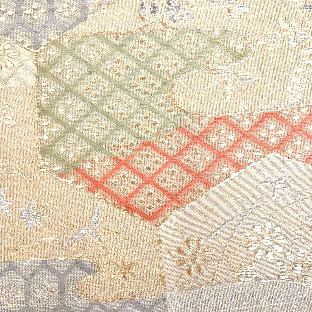 3596# Japanese Vintage Fukuro Obi Belt Kimono Fabric Silk Traditional Gold