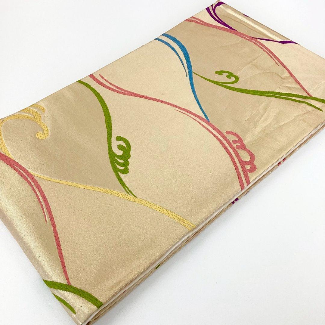 4913# Japanese Vintage Fukuro Obi Belt Kimono Fabric Silk Traditional Embroidery