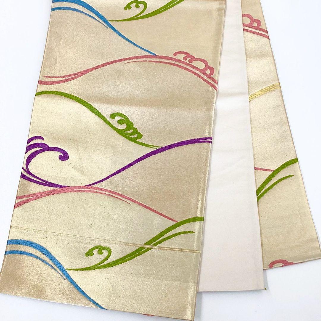 4913# Japanese Vintage Fukuro Obi Belt Kimono Fabric Silk Traditional Embroidery