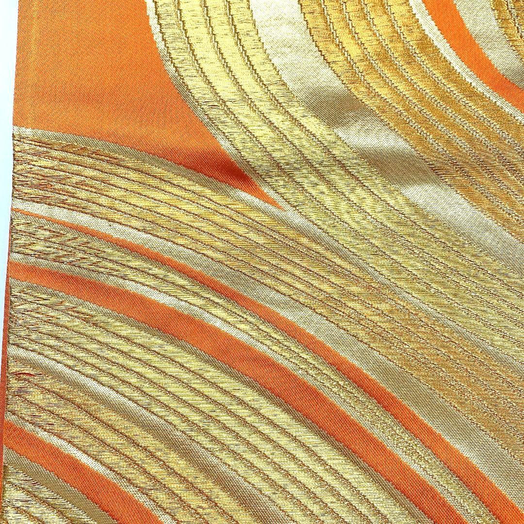3744# Japanese Vintage Fukuro Obi Belt Kimono Fabric Silk Traditional Orange