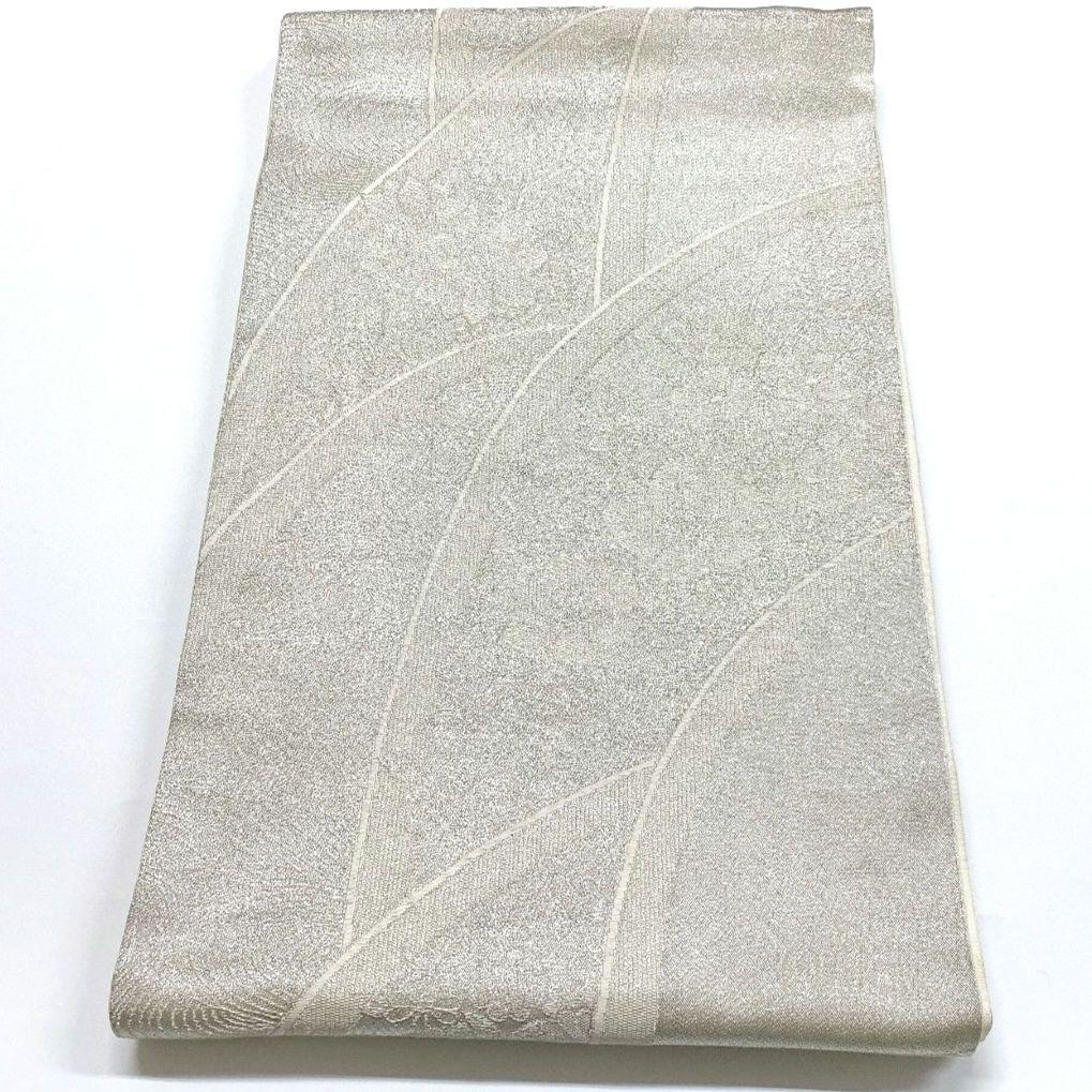 3761# Japanese Vintage Fukuro Obi Belt Kimono Fabric Silk Traditional Silver