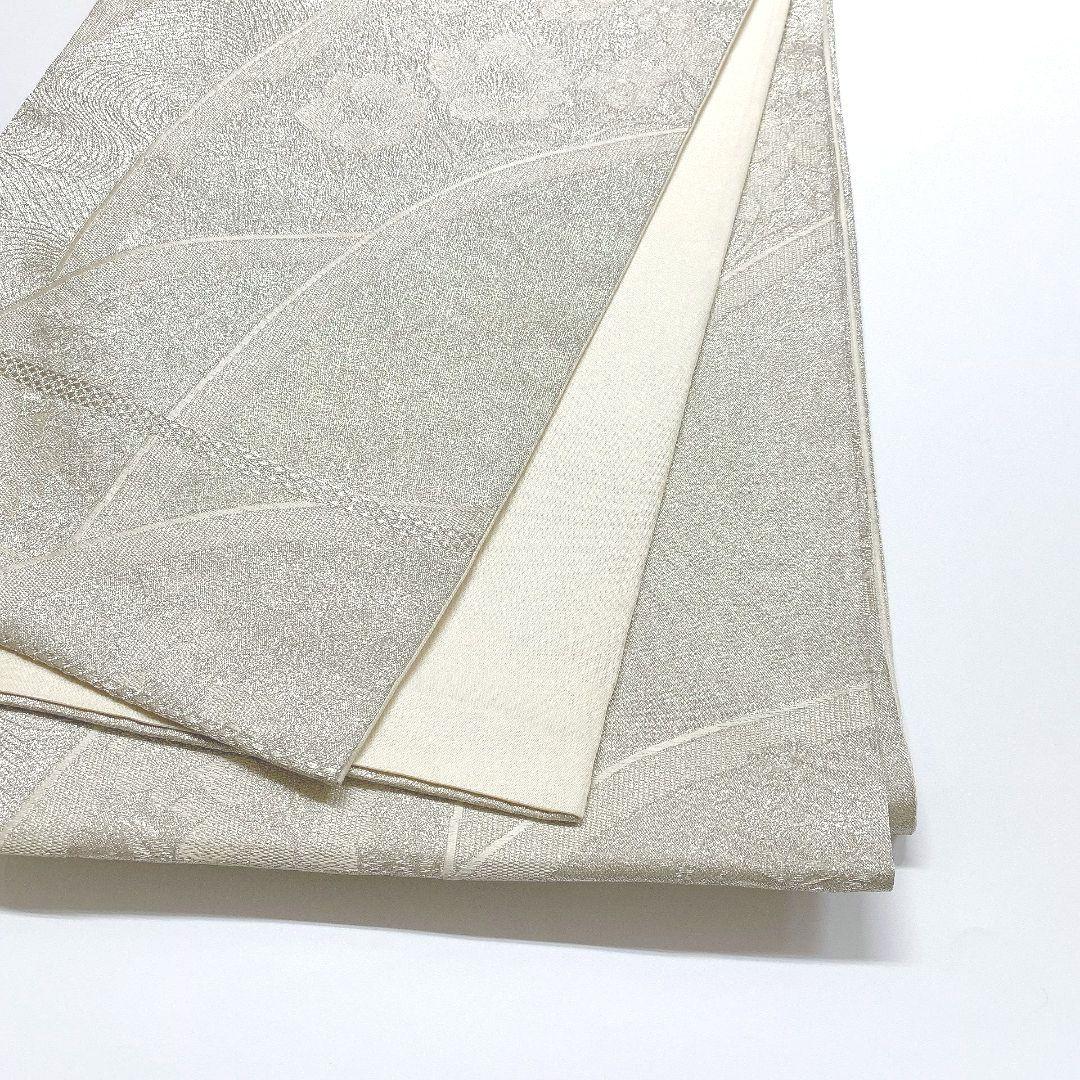 3761# Japanese Vintage Fukuro Obi Belt Kimono Fabric Silk Traditional Silver