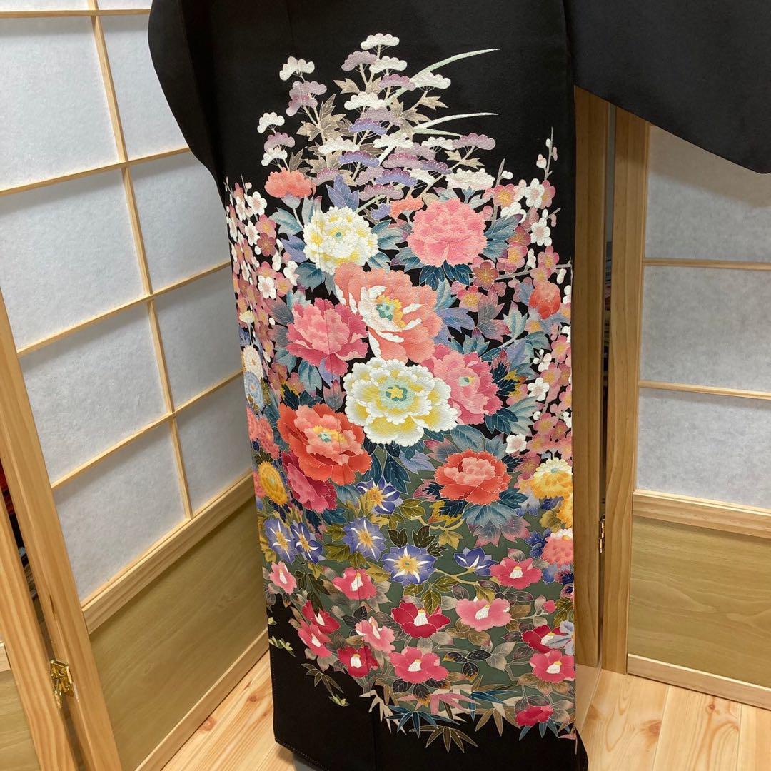 3409# Japanese Tomesode Kimono Vintage Womens Silk Fabric Robe Kimono only sold