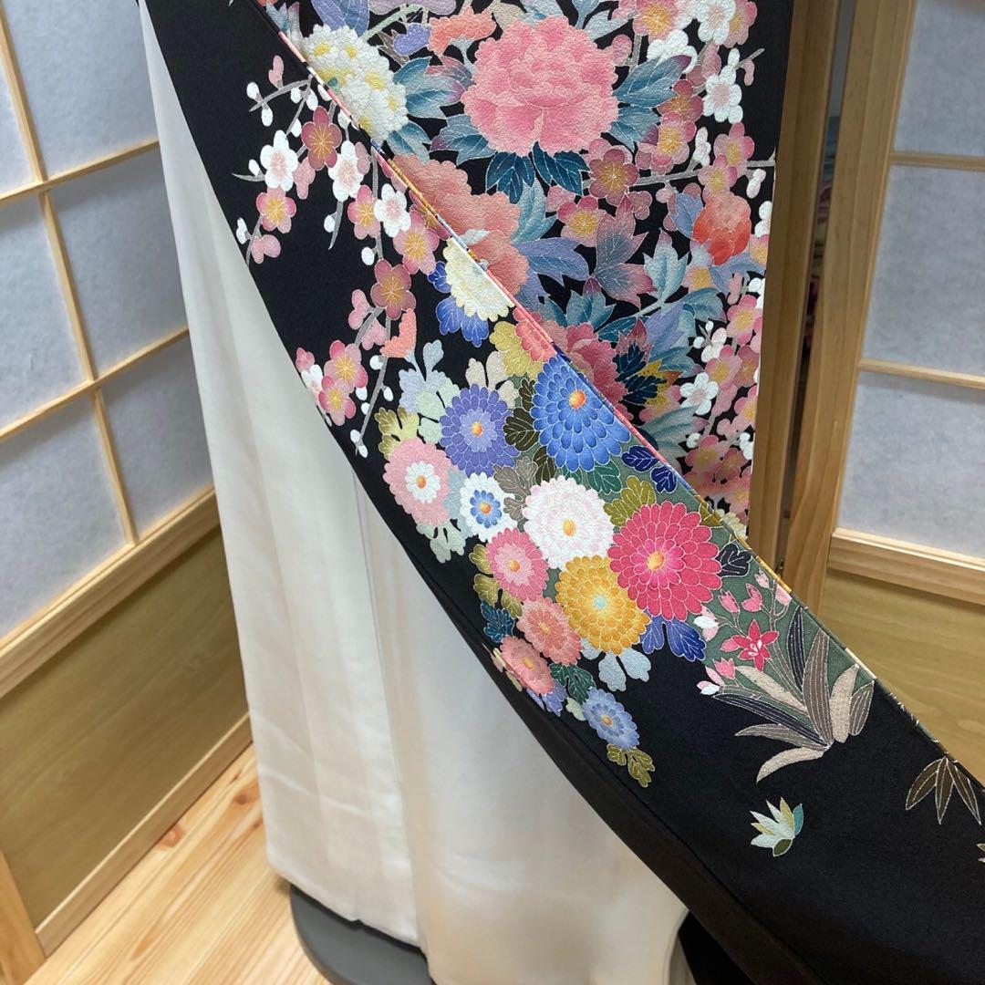 3409# Japanese Tomesode Kimono Vintage Womens Silk Fabric Robe Kimono only sold
