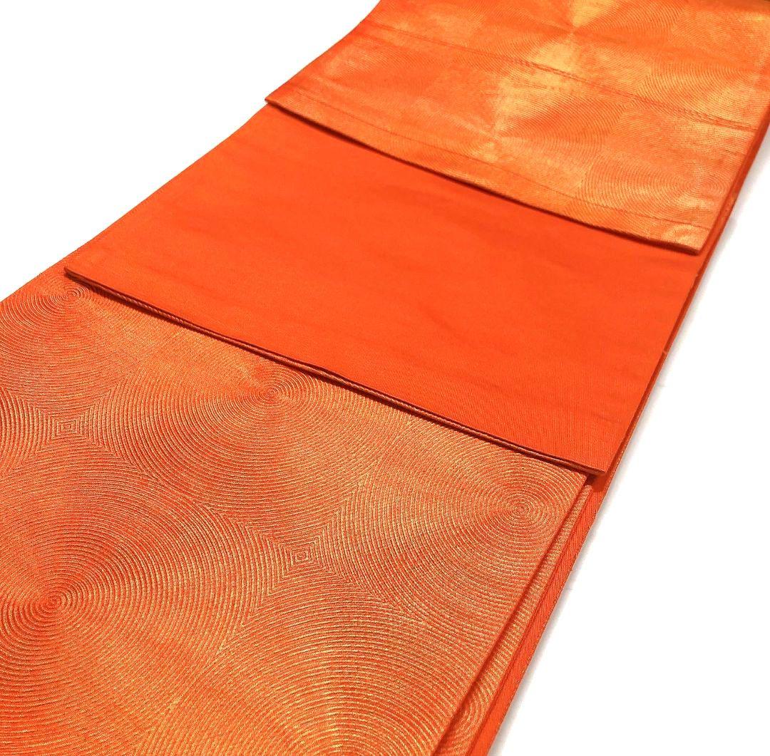 3774# Japanese Vintage Fukuro Obi Belt Kimono Fabric Silk Traditional Orange