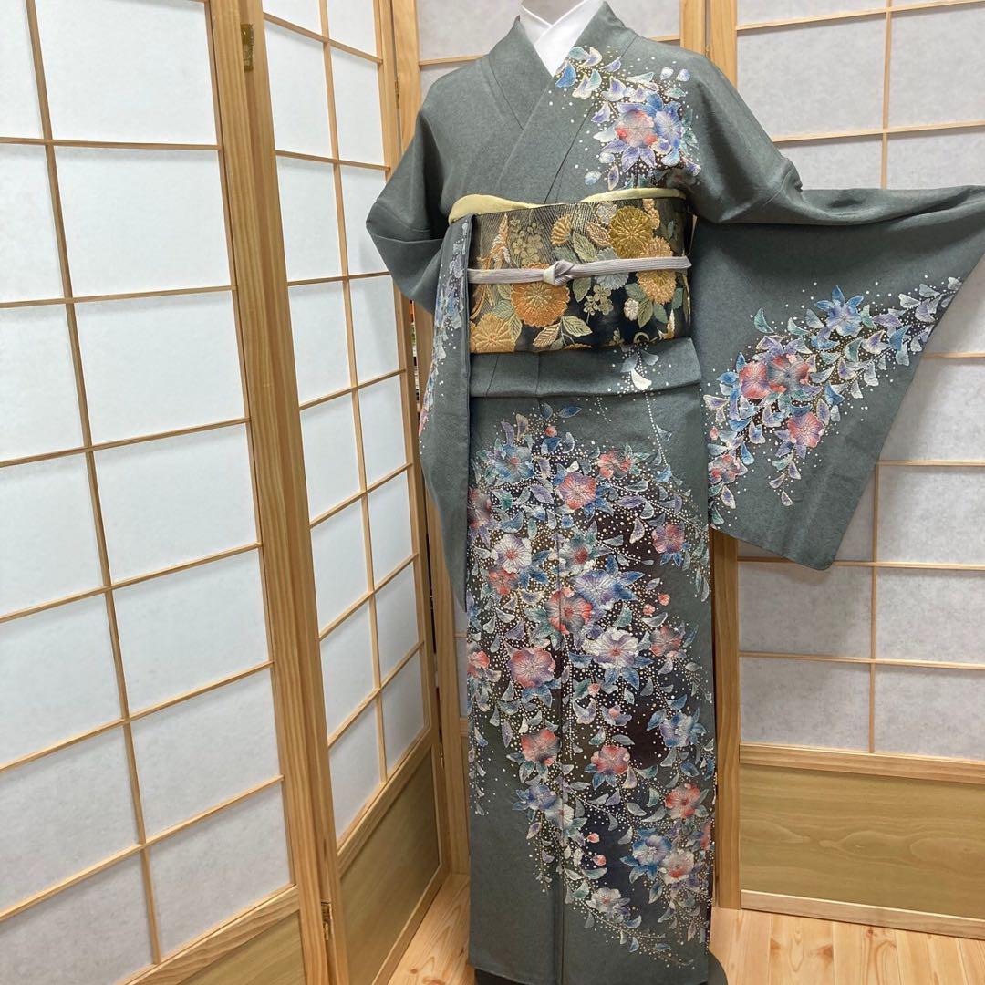 2908# Japanese Kimono Vintage Womens Silk Fabric Robe Kimono only sold Shibori