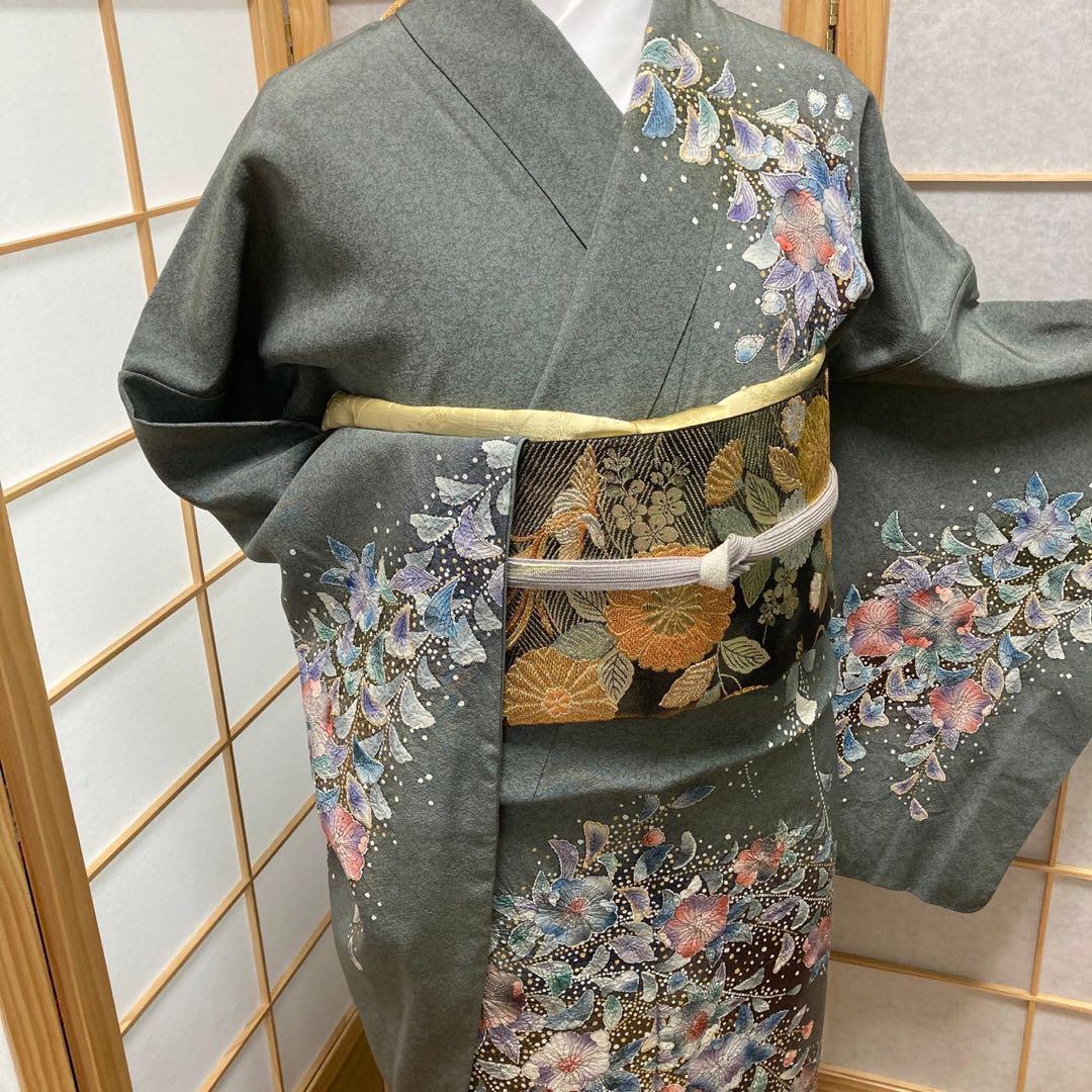 2908# Japanese Kimono Vintage Womens Silk Fabric Robe Kimono only sold Shibori