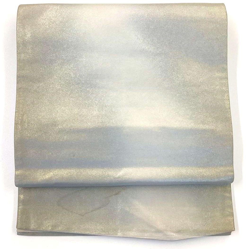 4899# Japanese Vintage Fukuro Obi Belt Kimono Fabric Silk Traditional Silver