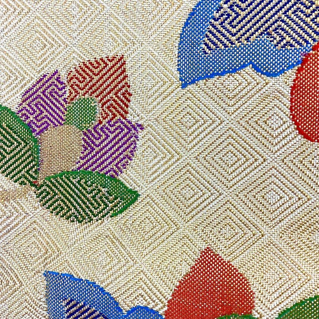 4234# Japanese Vintage Fukuro Obi Belt Kimono Fabric Silk Traditional Gold