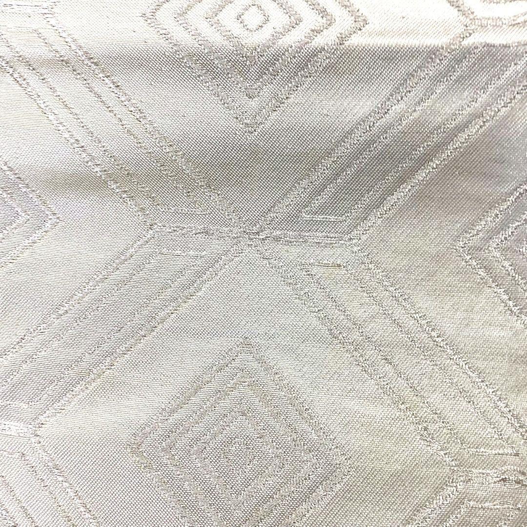 4993# Japanese Vintage Fukuro Obi Belt Kimono Fabric Silk Traditional Silver
