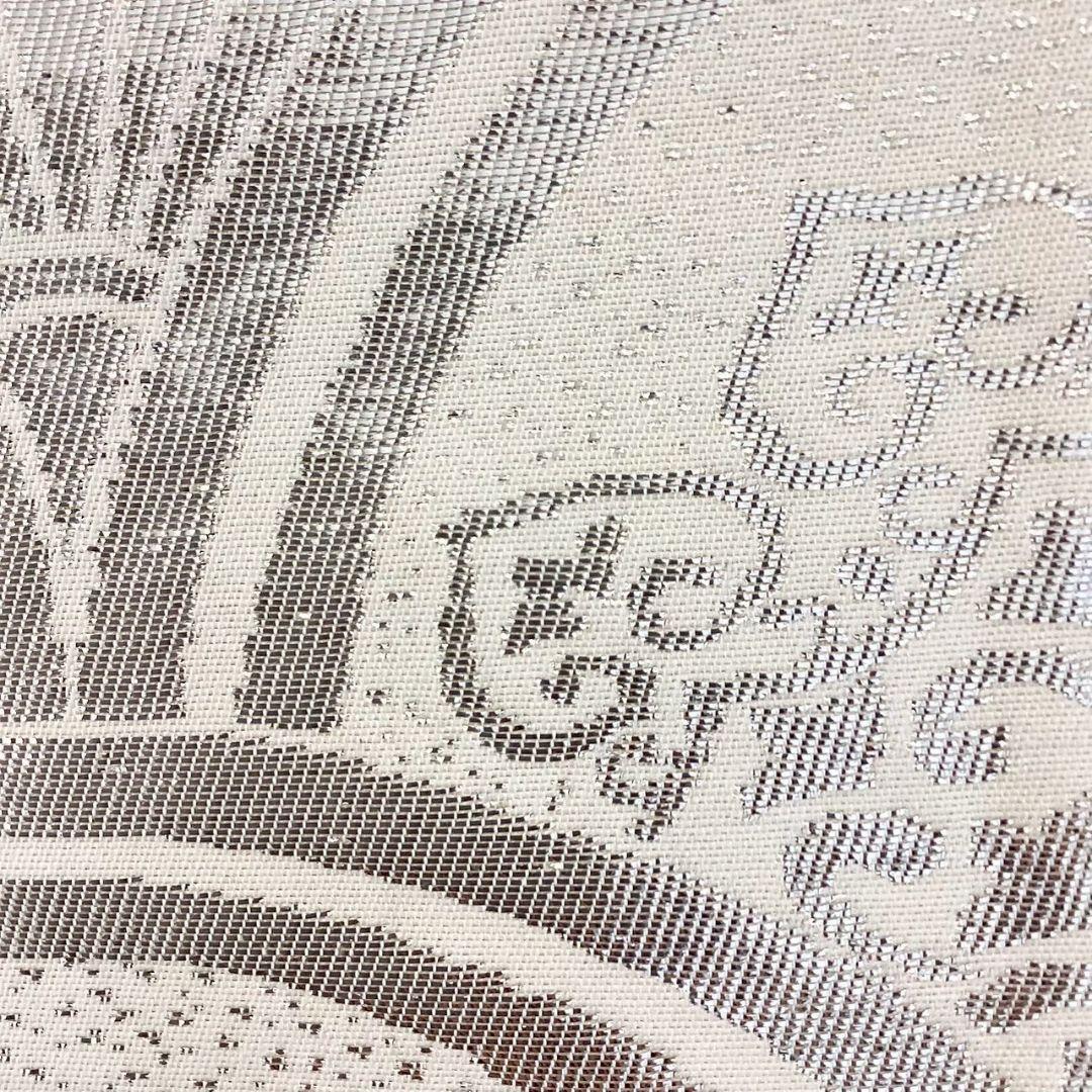 4785# Japanese Vintage Fukuro Obi Belt Kimono Fabric Silk Traditional Silver