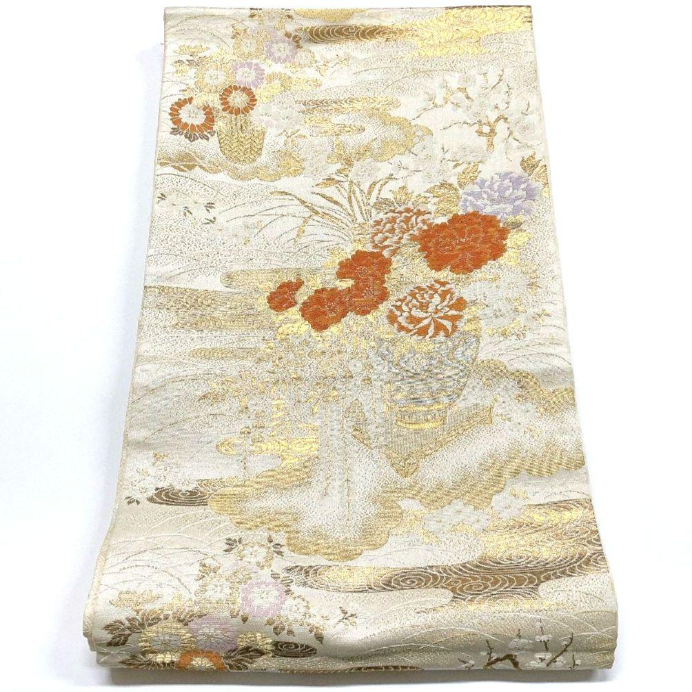 4128# Japanese Vintage Fukuro Obi Belt Kimono Fabric Silk Traditional