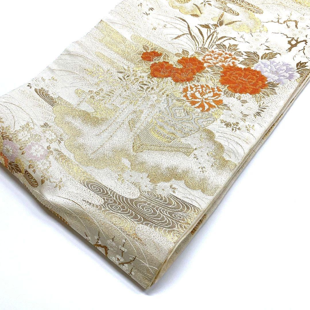 4128# Japanese Vintage Fukuro Obi Belt Kimono Fabric Silk Traditional
