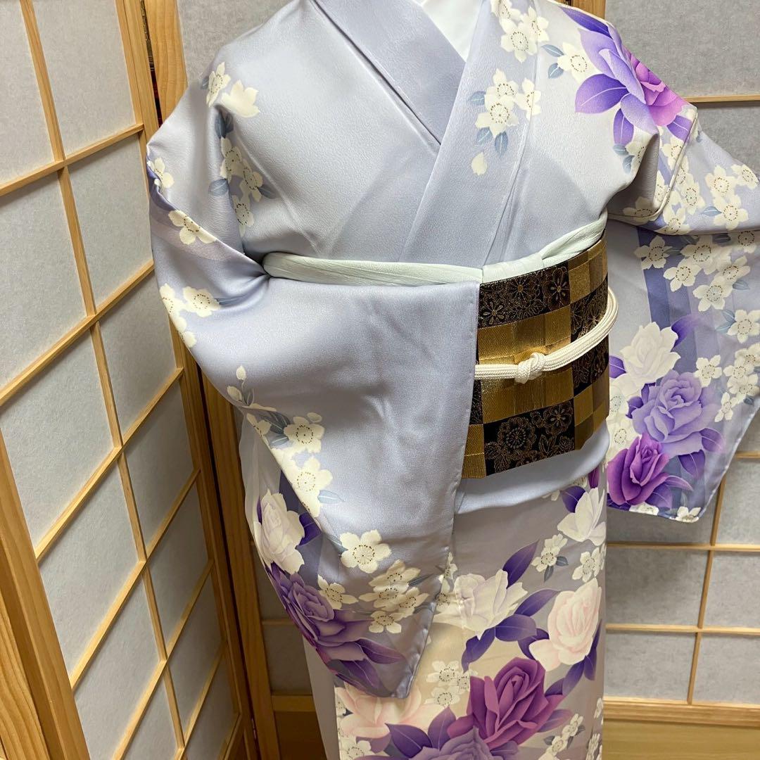 4355# Japanese Kimono Vintage Womens Silk Fabric Robe Kimono only sold Unused