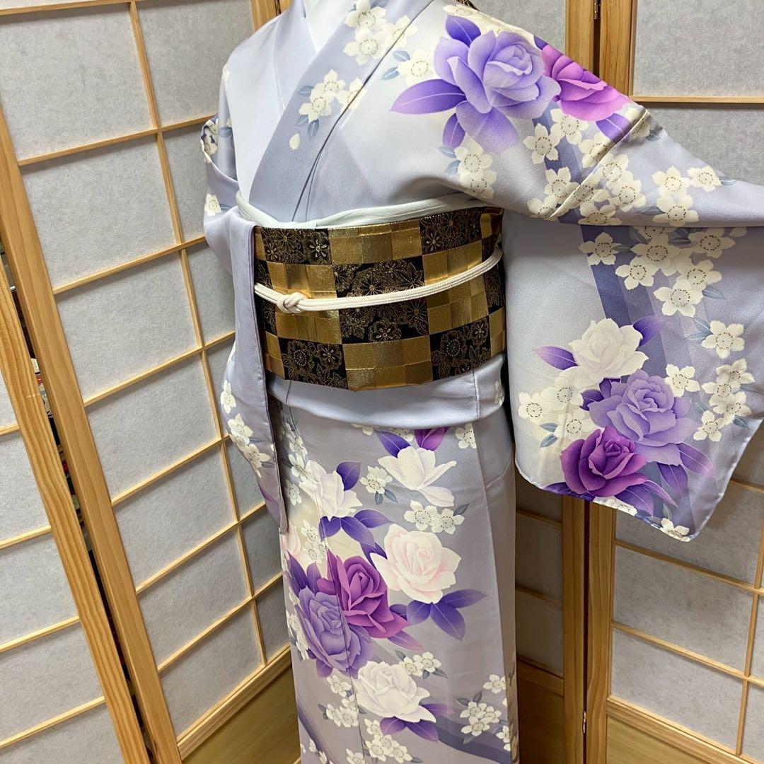 4355# Japanese Kimono Vintage Womens Silk Fabric Robe Kimono only sold Unused
