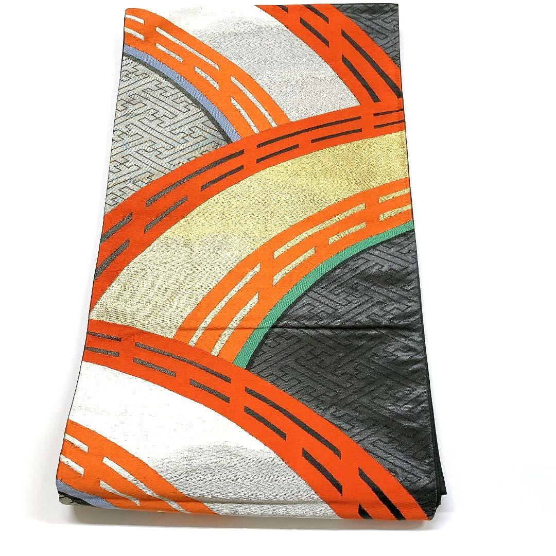 3843# Japanese Vintage Fukuro Obi Belt Kimono Fabric Silk Traditional Black