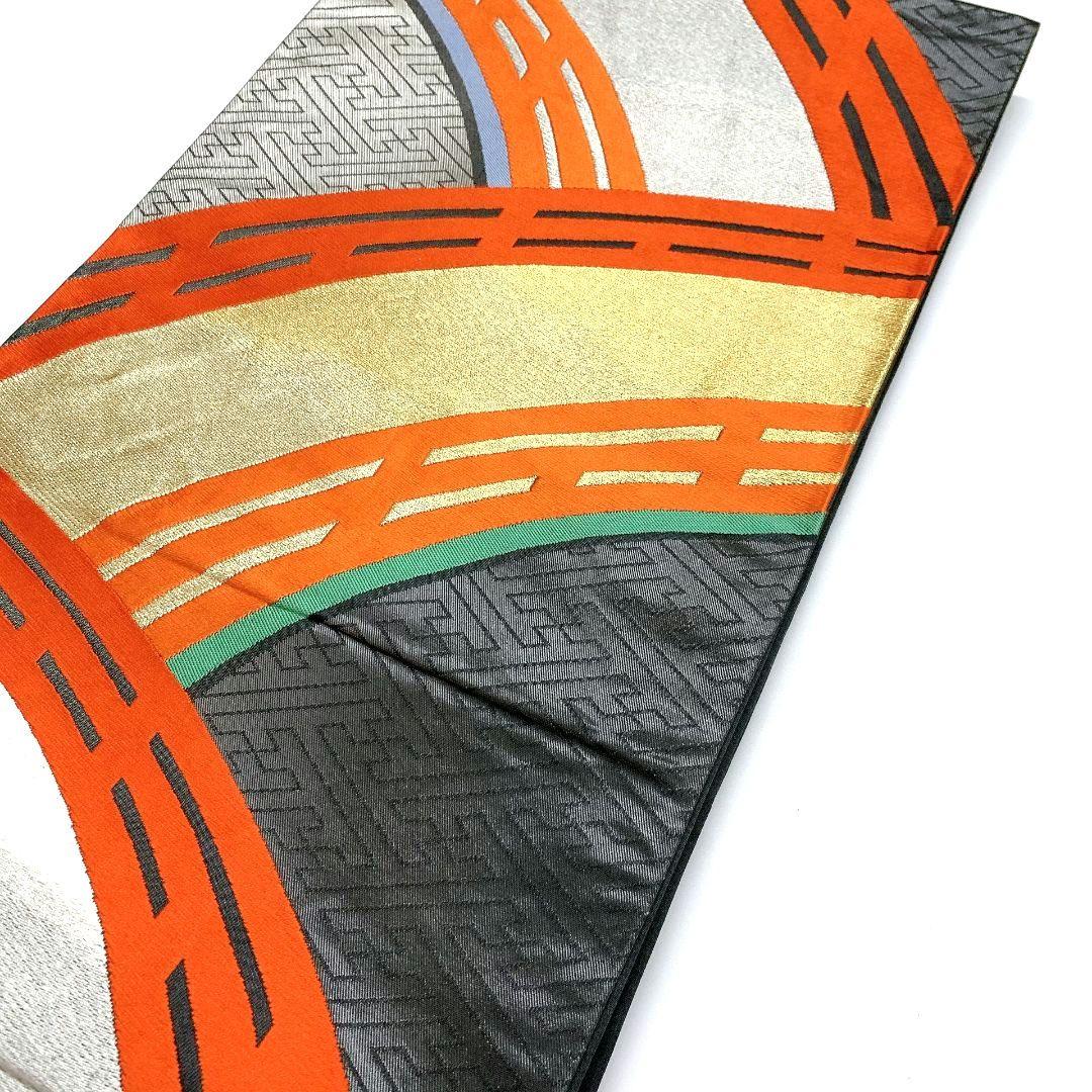 3843# Japanese Vintage Fukuro Obi Belt Kimono Fabric Silk Traditional Black