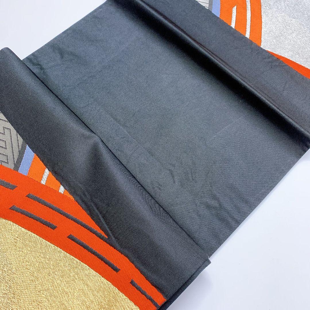 3843# Japanese Vintage Fukuro Obi Belt Kimono Fabric Silk Traditional Black