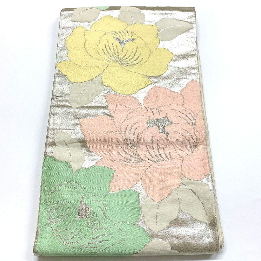 4137# Japanese Vintage Fukuro Obi Belt Kimono Fabric Silk Traditional Embroidery