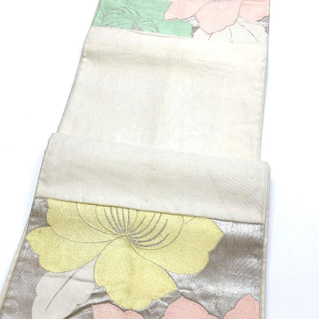 4137# Japanese Vintage Fukuro Obi Belt Kimono Fabric Silk Traditional Embroidery