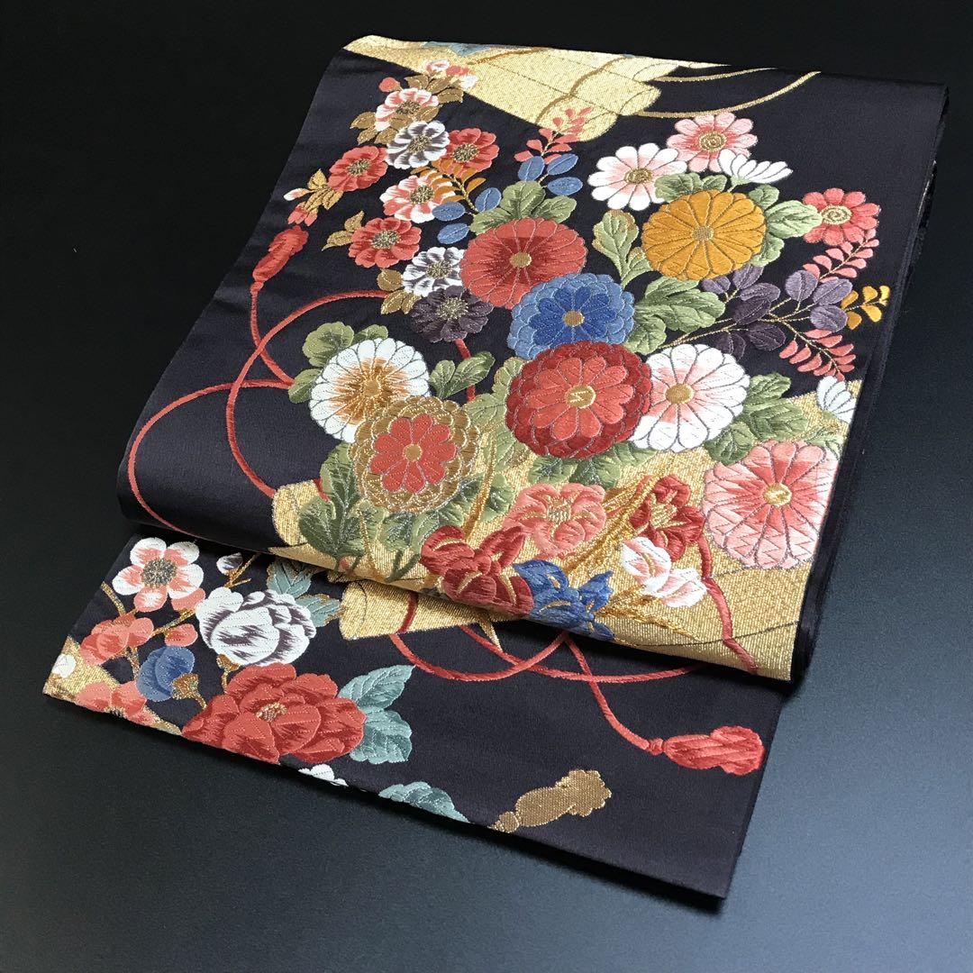 4343# Japanese Vintage Fukuro Obi Belt Kimono Fabric Silk Traditional